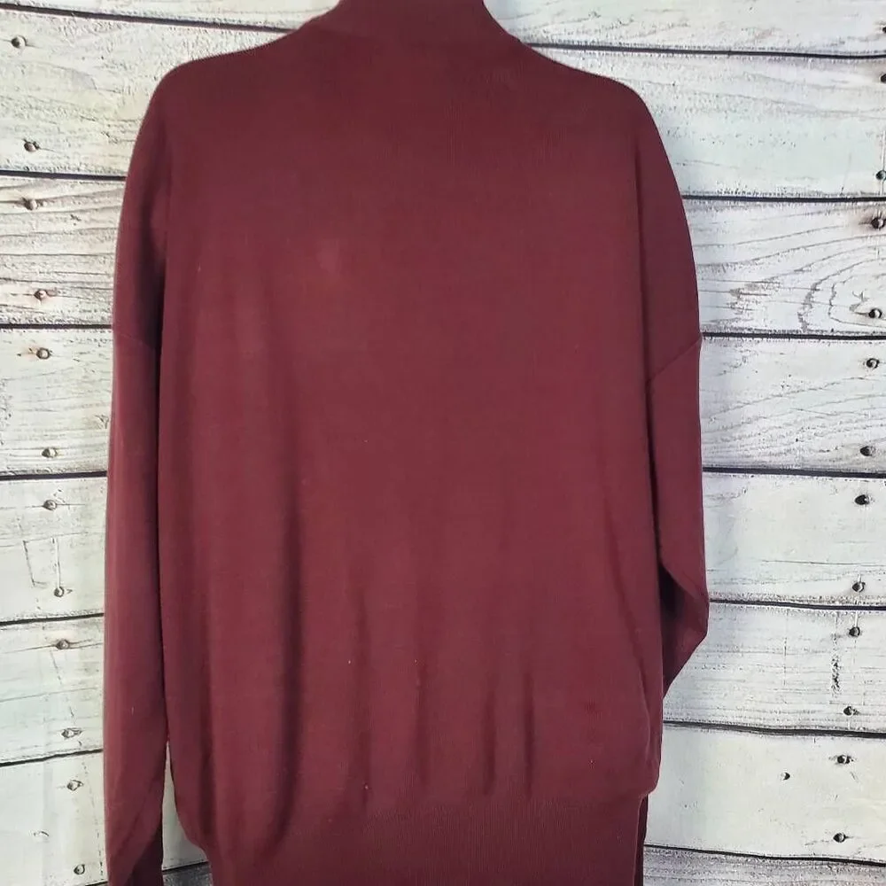 Vintage Pagliano Golf Sweater XXL Burgundy Mock Neck Pullover Korea Acrylic